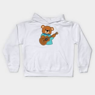 Music Bear on Guitar Kids Hoodie